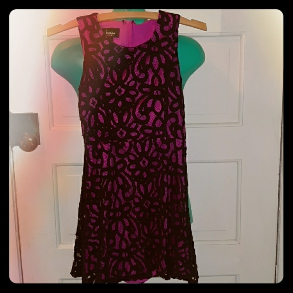 By & by Girl purple black lace dress size 12